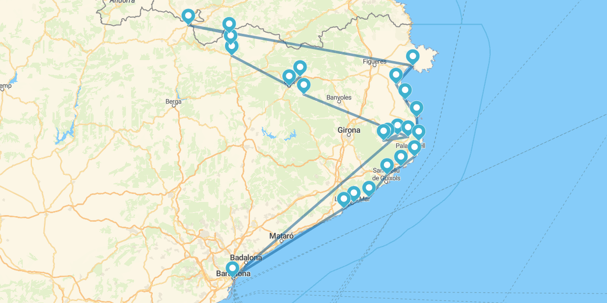 Itinéraire pour découvrir le meilleur de la Costa Brava et des Pyrénées de Gérone