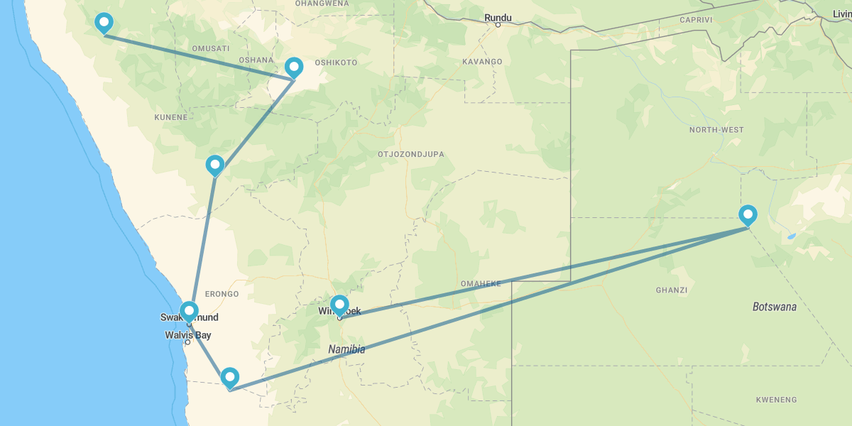 La Namibie avec les déserts du Namib et du Kalahari