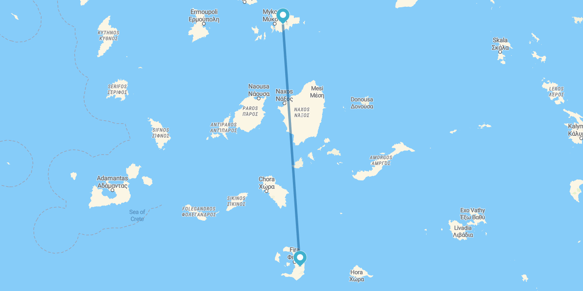 Mykonos et Santorin en avion et avec voiture de location