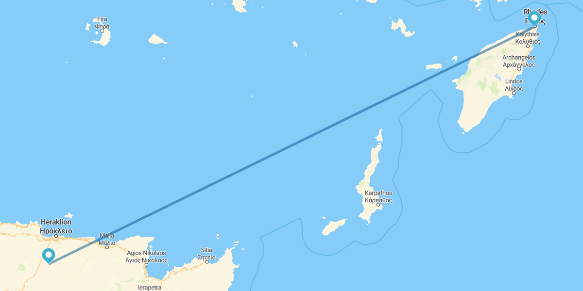 Rhodes et Crète en avion et avec voiture de location