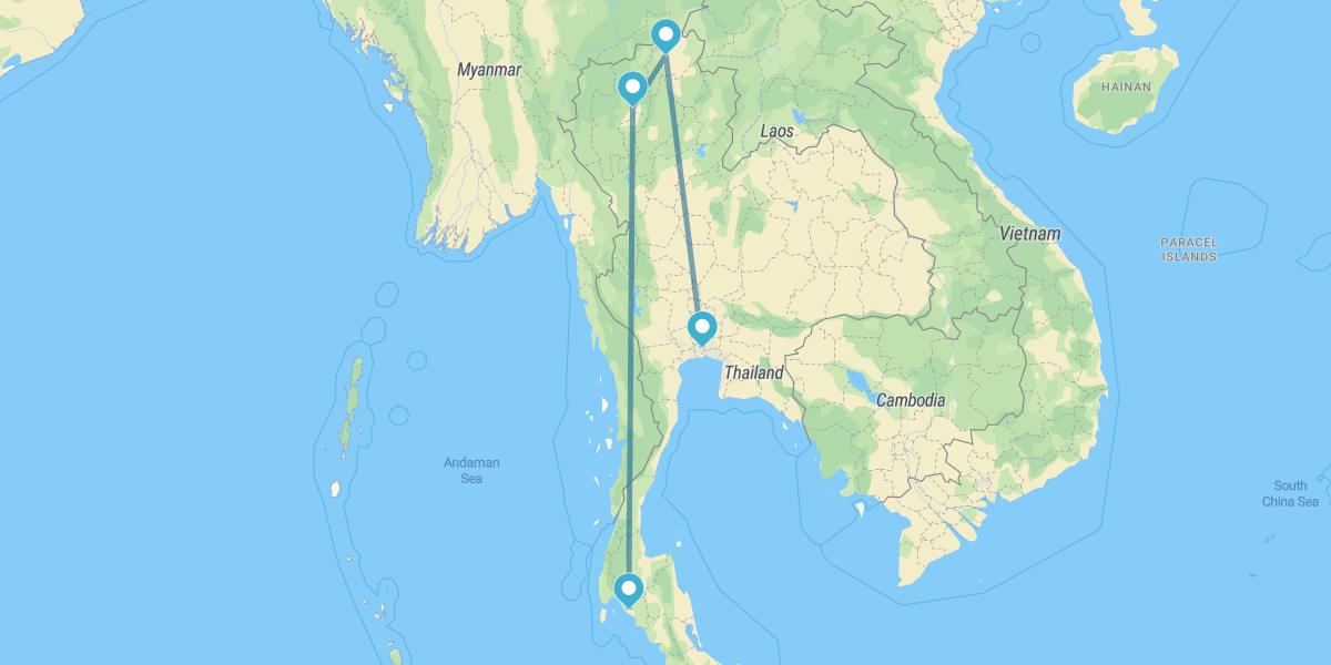 Bangkok, Chiang Rai, Chiang Mai et Krabi