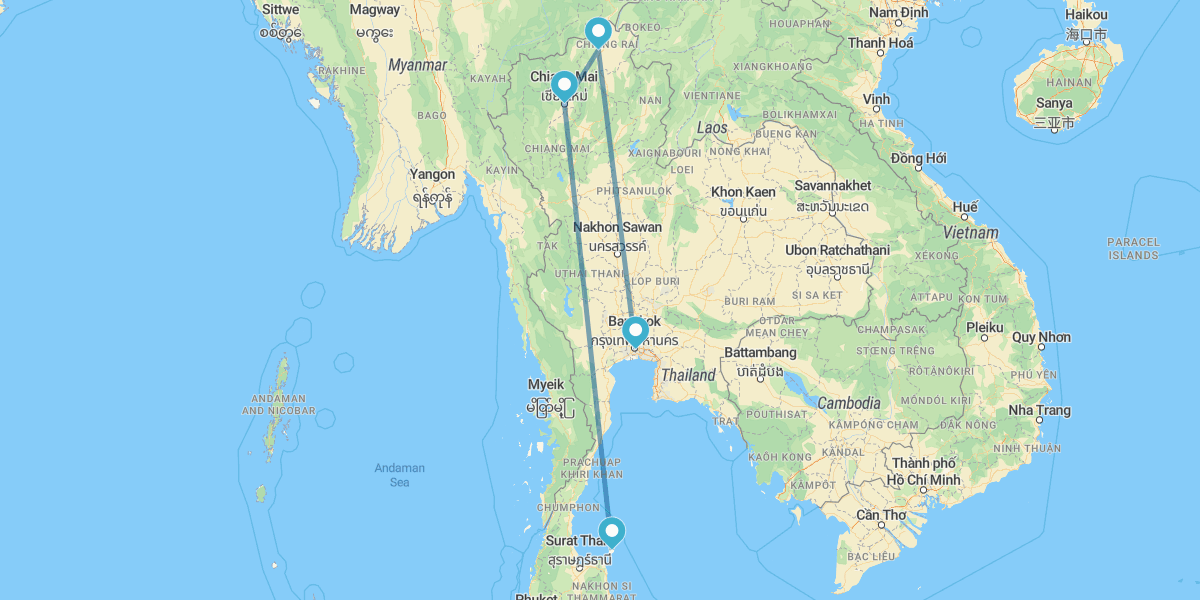 Bangkok, Chiang Rai, Chiang Mai et Koh Samui