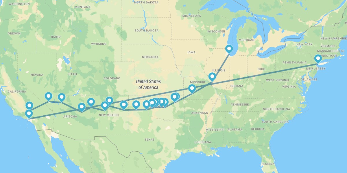 La Route 66, de Chicago à Los Angeles et New York