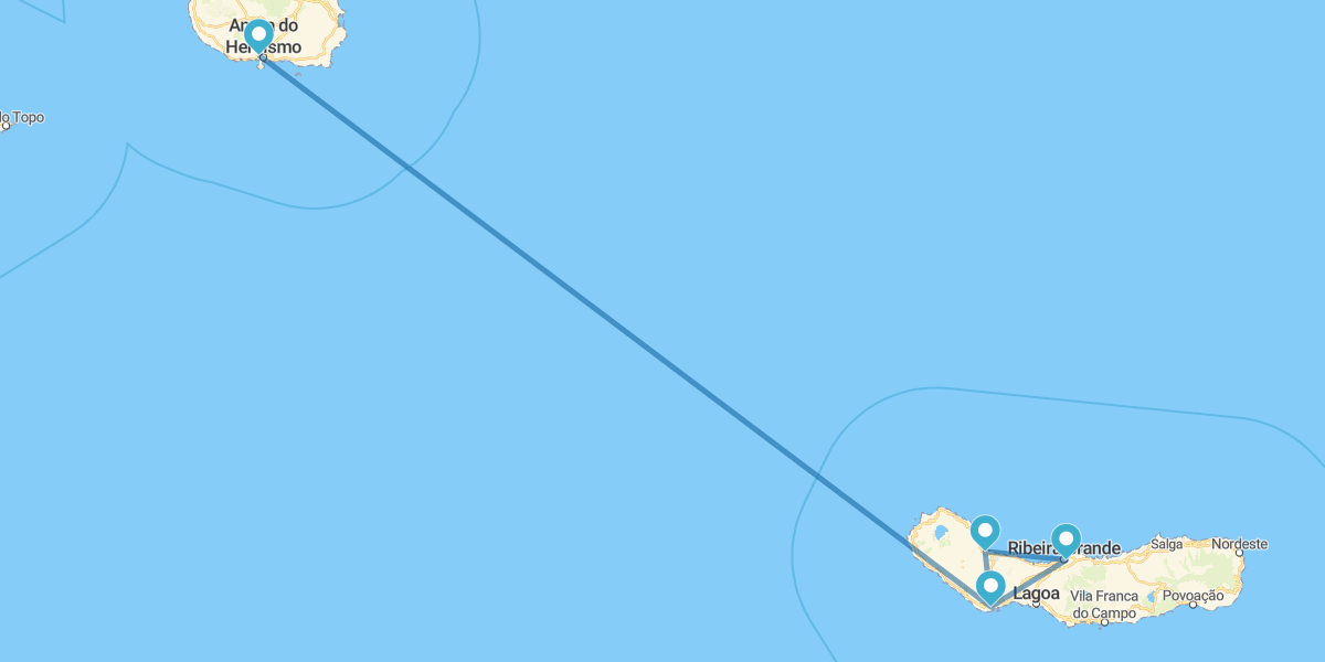 Route à travers l'Île de São Miguel et Terceira