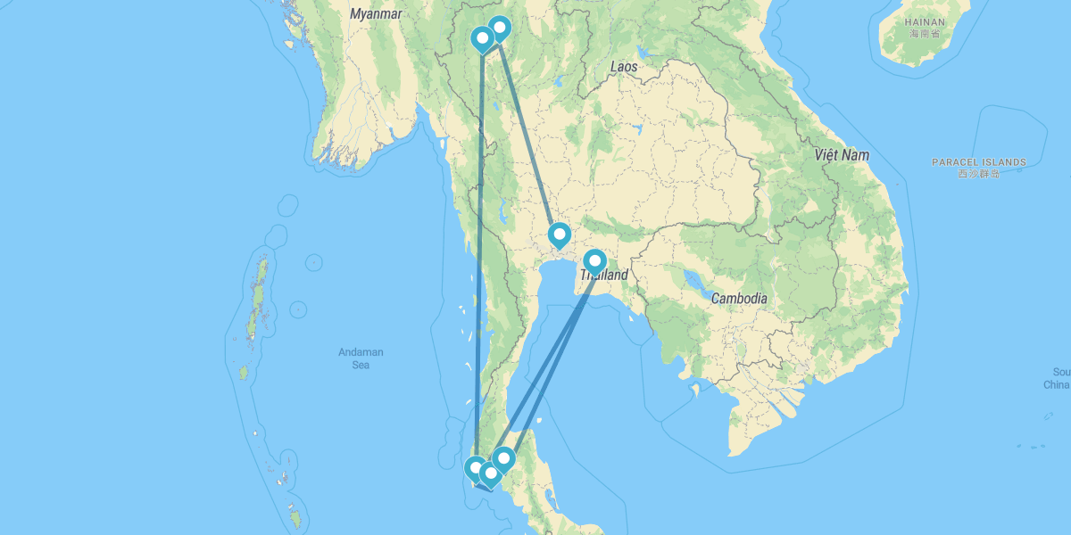 Bangkok, Chiang Mai, Doi Inthanon, Phuket, Khao Sok et Krabi