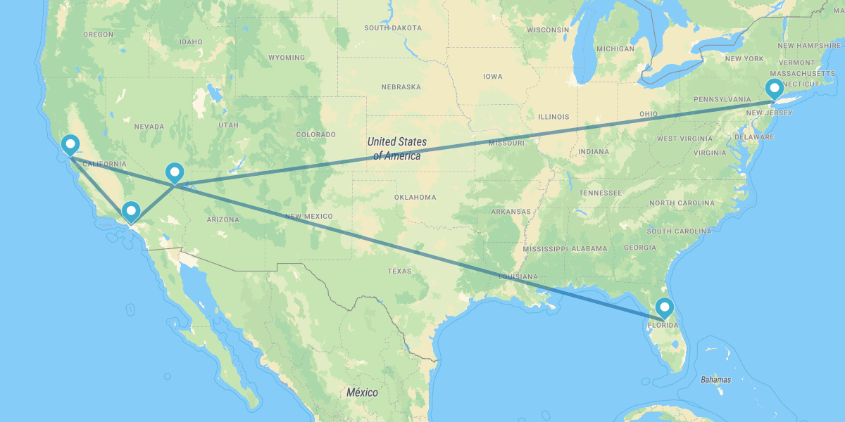 New York, Las Vegas, Los Angeles, San Francisco et Walt Disney World Orlando