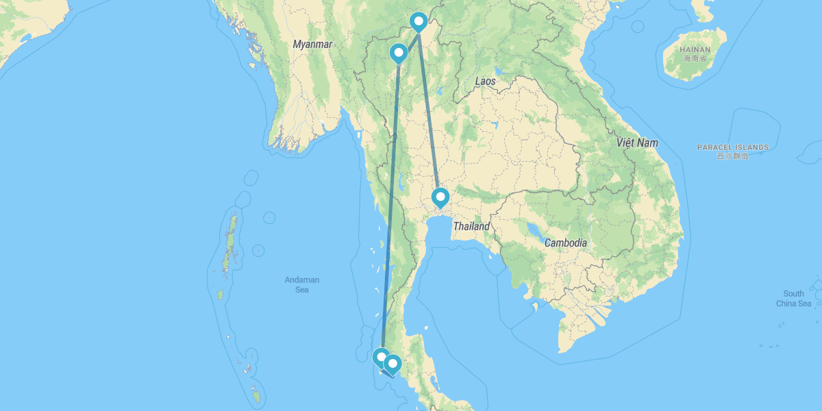 Bangkok, Chiang Rai, Chiang Mai, Phuket et Phi Phi