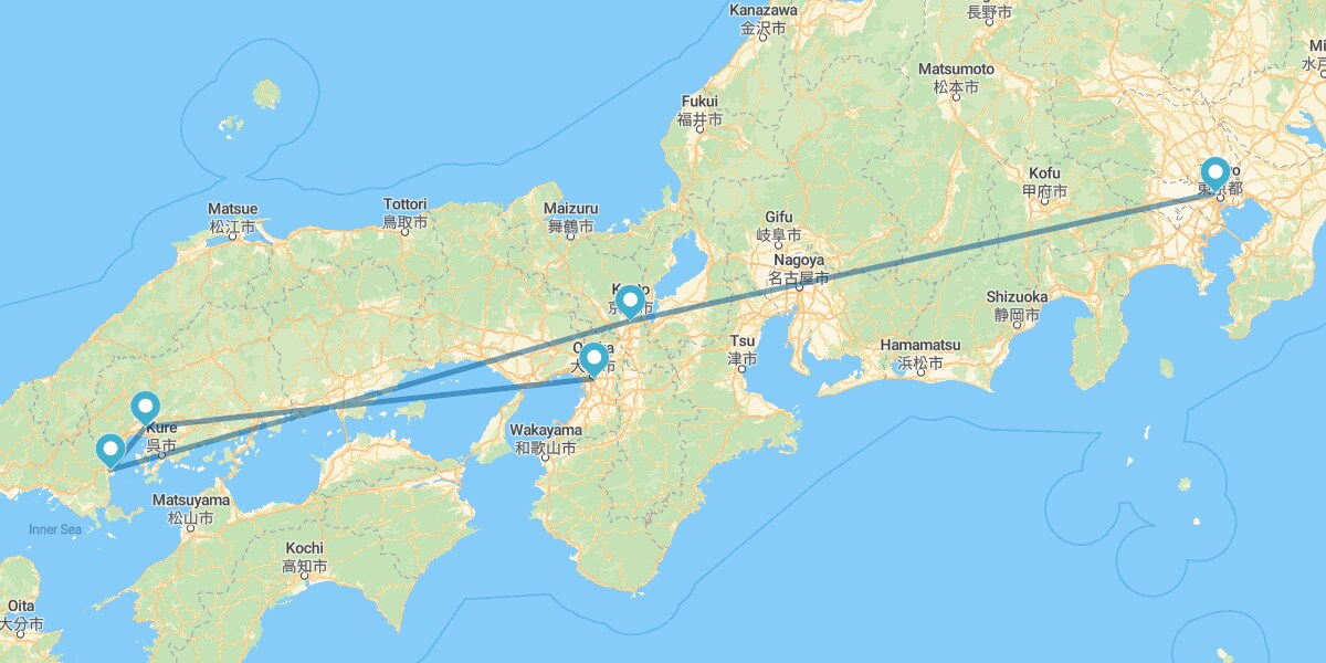 Osaka, Hiroshima, Miyajima, Kyoto et Tokyo