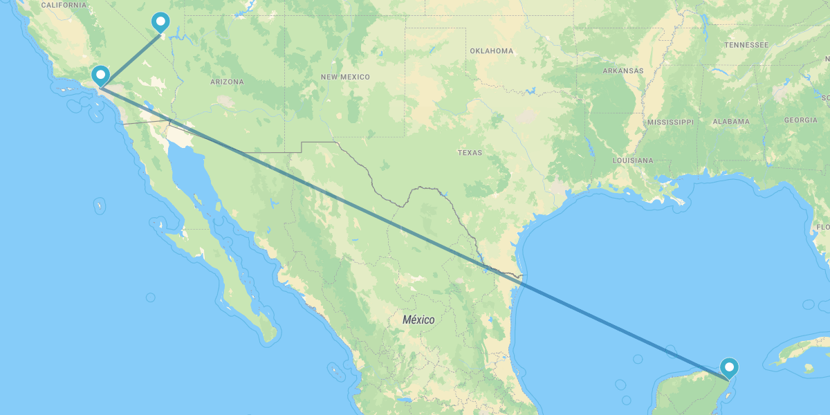 Las Vegas, Los Angeles et Cancún