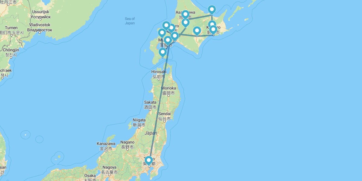 Route d'Hokkaido et Tokyo