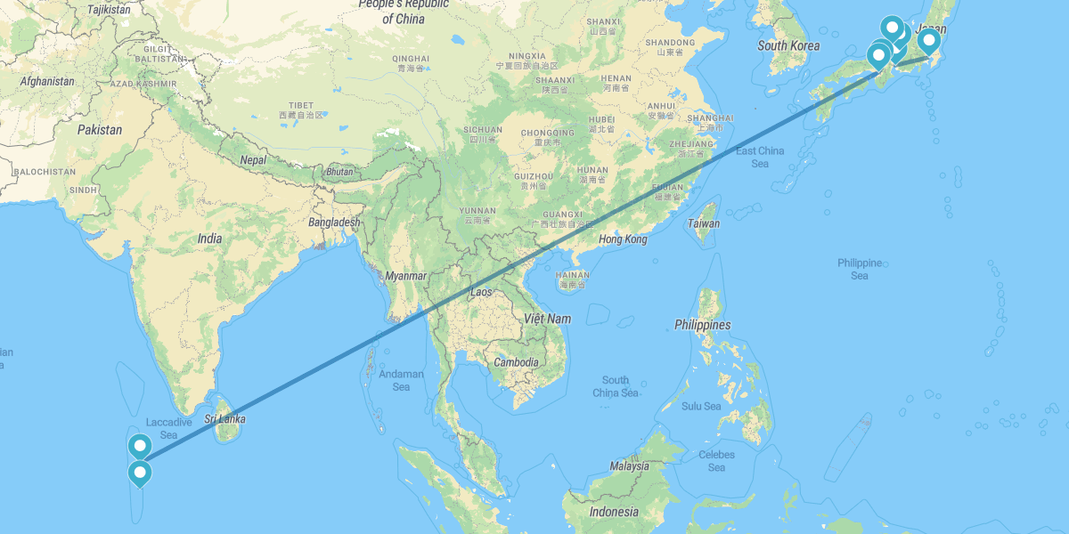 Tokyo, Nagoya, Takayama, Kanazawa, Kyoto, Osaka et Maldives