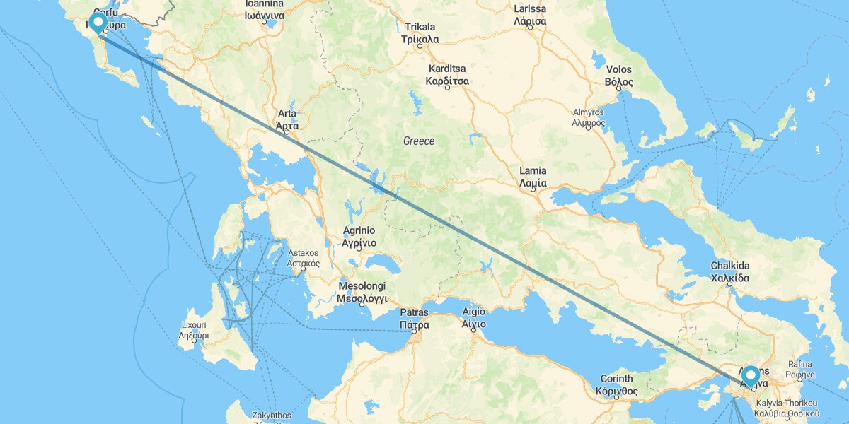 Athènes et Corfou en avion, avec transfers et voiture de location