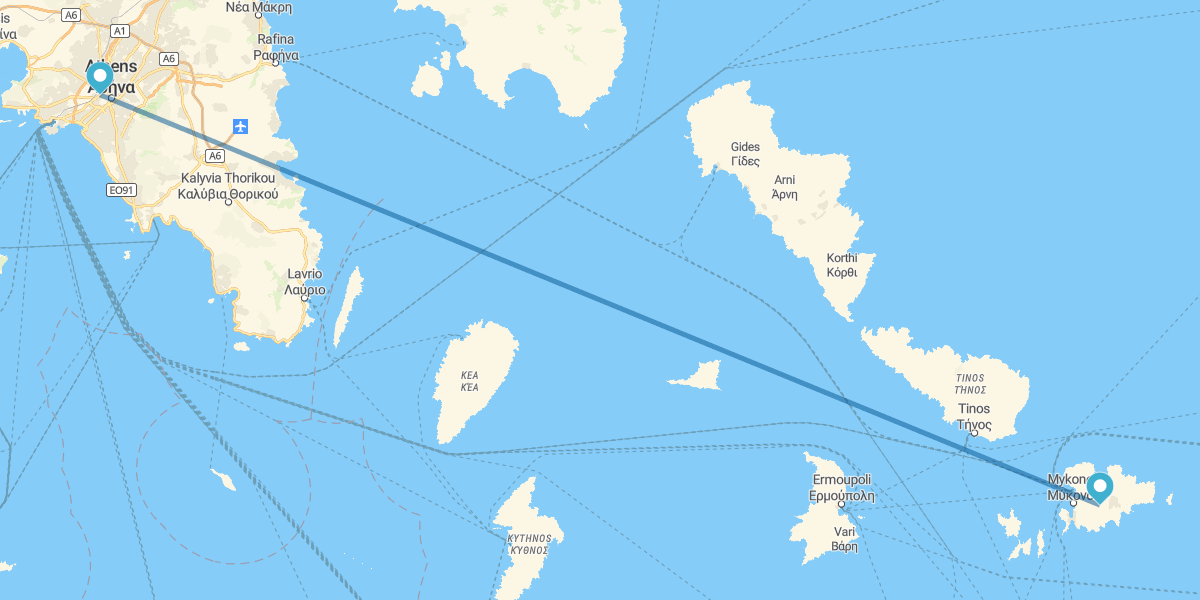 Athènes et Mykonos en avion, avec transfers et voiture de location