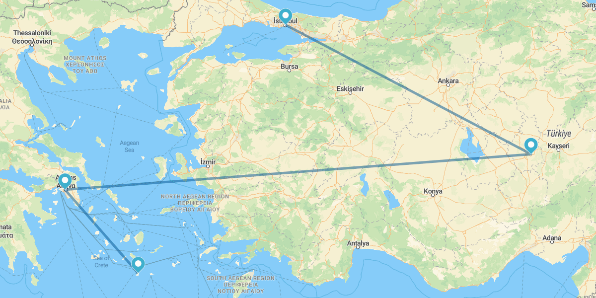 Istanbul, Cappadoce, Athènes et Santorin
