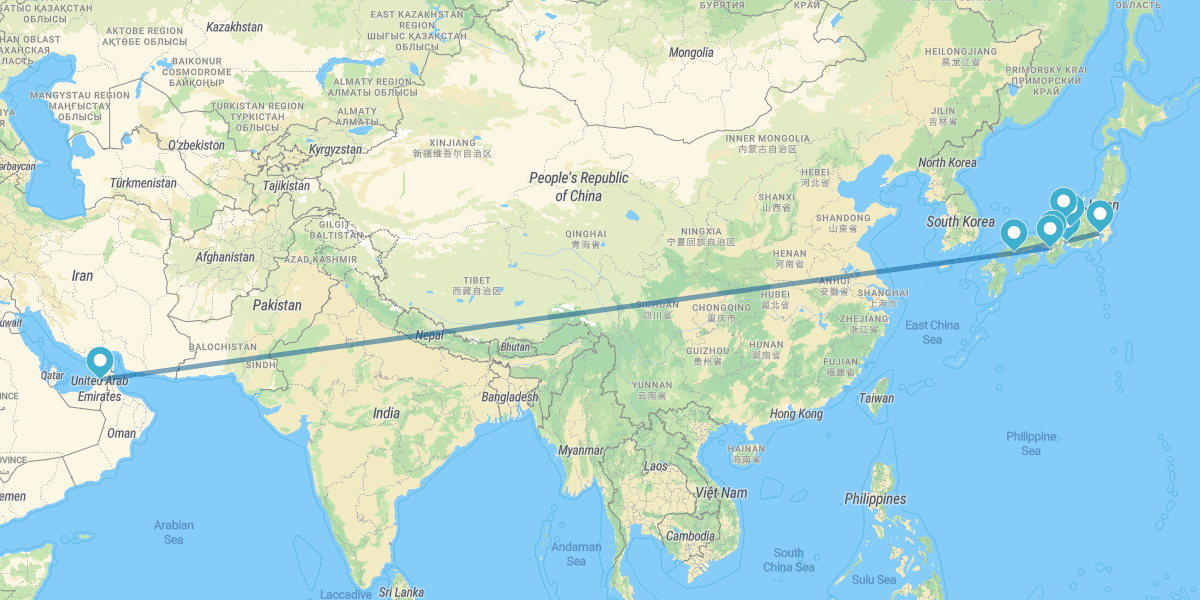 Tokyo, Nagoya, Takayama, Kanazawa, Kyoto, Hiroshima, Osaka et Dubaï