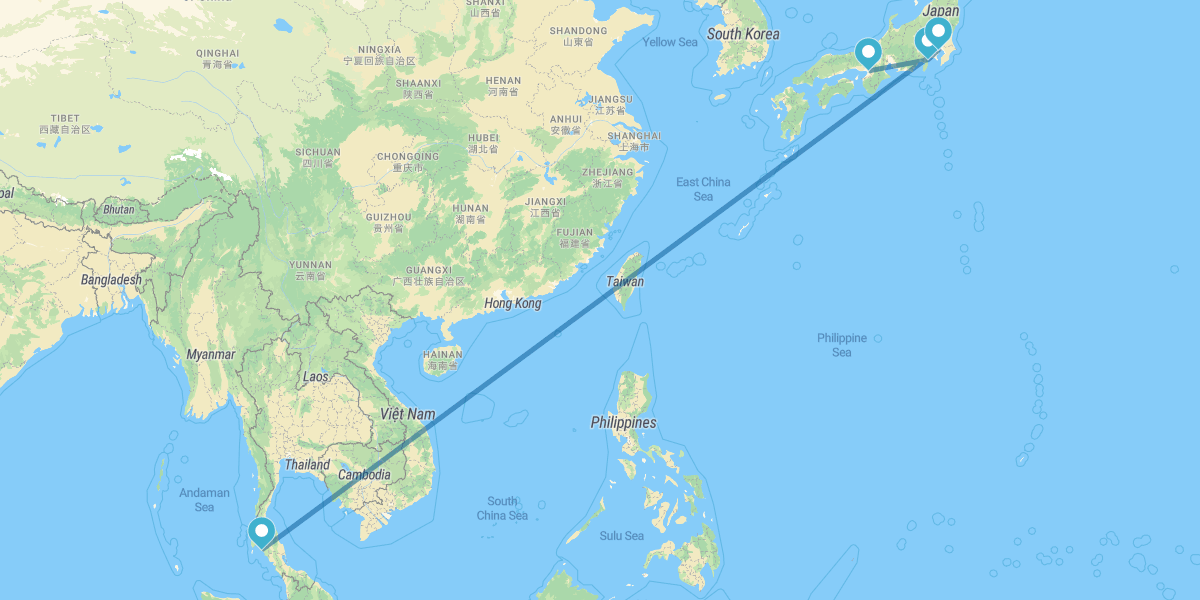 Osaka, Hakone, Tokyo et Krabi