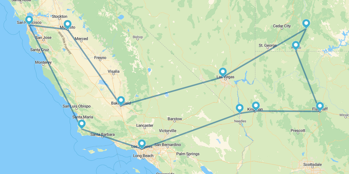 Los Ángeles, Las Vegas et San Francisco avec Monument Valley et Vallée du Feu