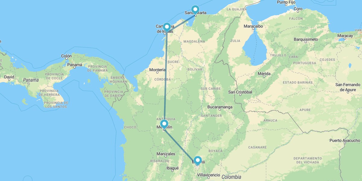 Bogota, Zipaquira, Medellin, Carthagene et Santa Marta