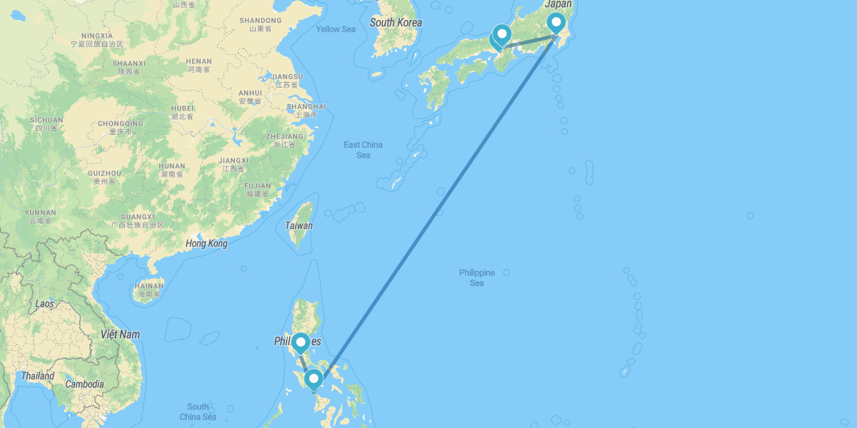 Osaka, Kyoto, Tokyo, Manille et Île de Boracay