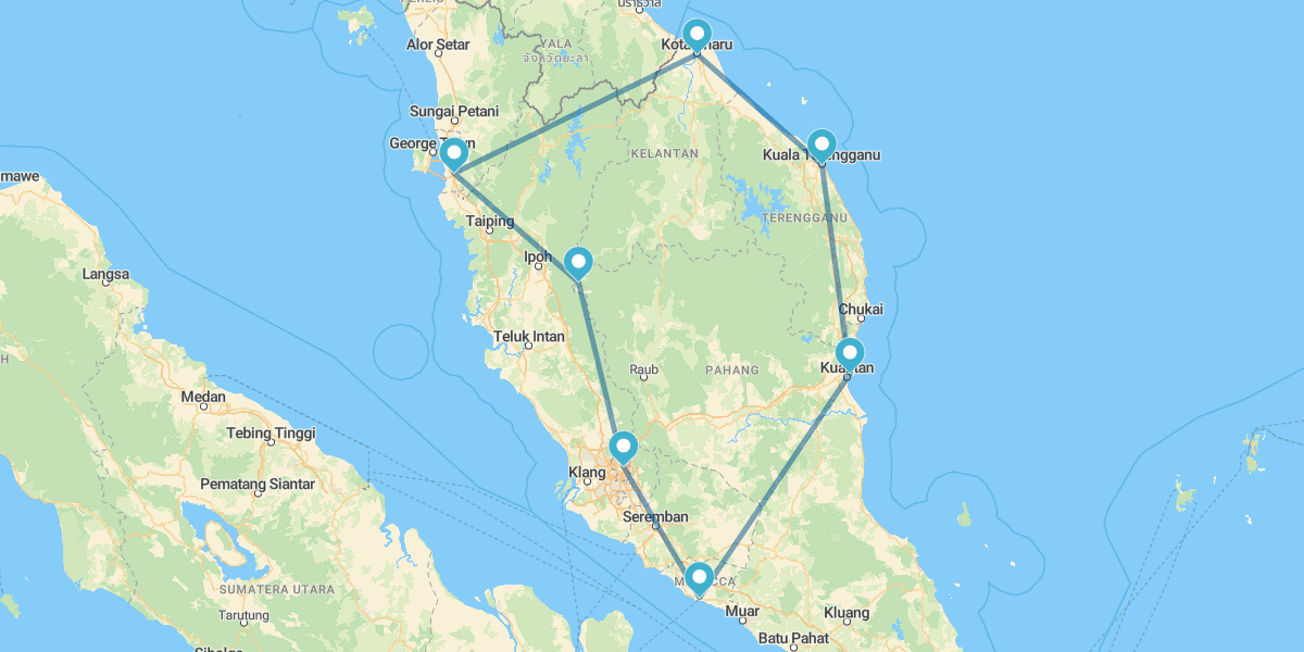 Route des Cameron Highlands à Malacca