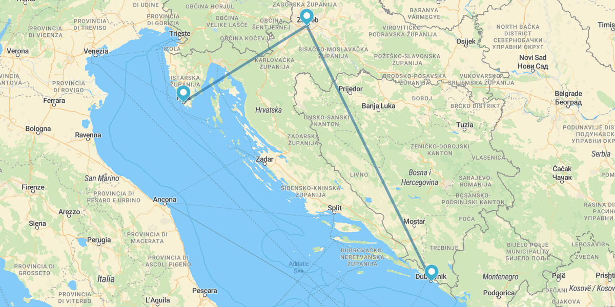 Pula, Zagreb et Dubrovnik