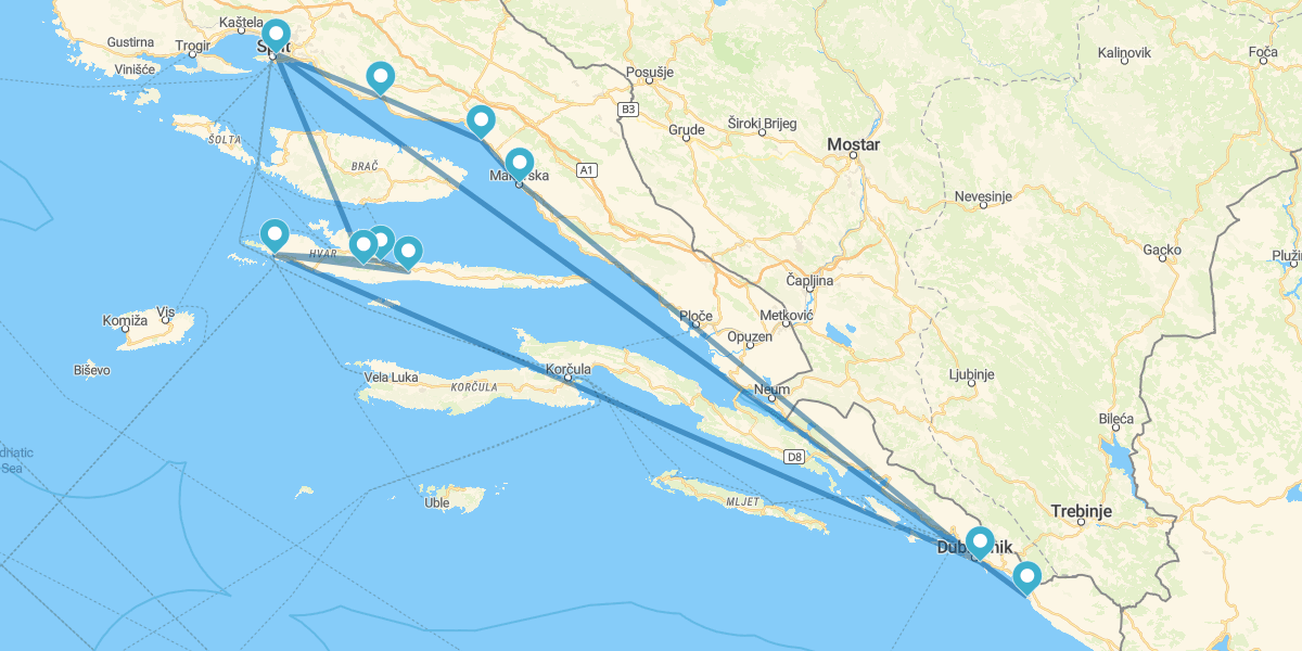 Route de la Riviera Croate jusqu´a Split