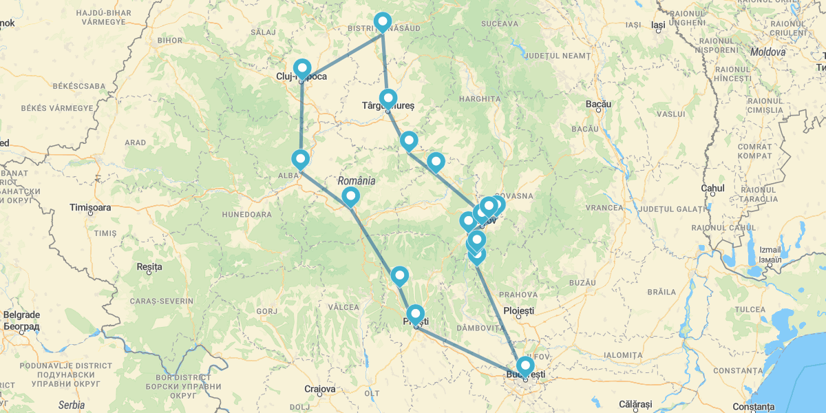 Route à travers Transylvanie, Bucovine et Carpates