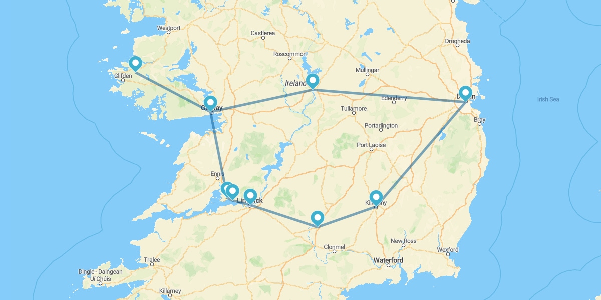 Route de l’Est à l’Ouest de l'Île Émeraude et Trésors Irlandais