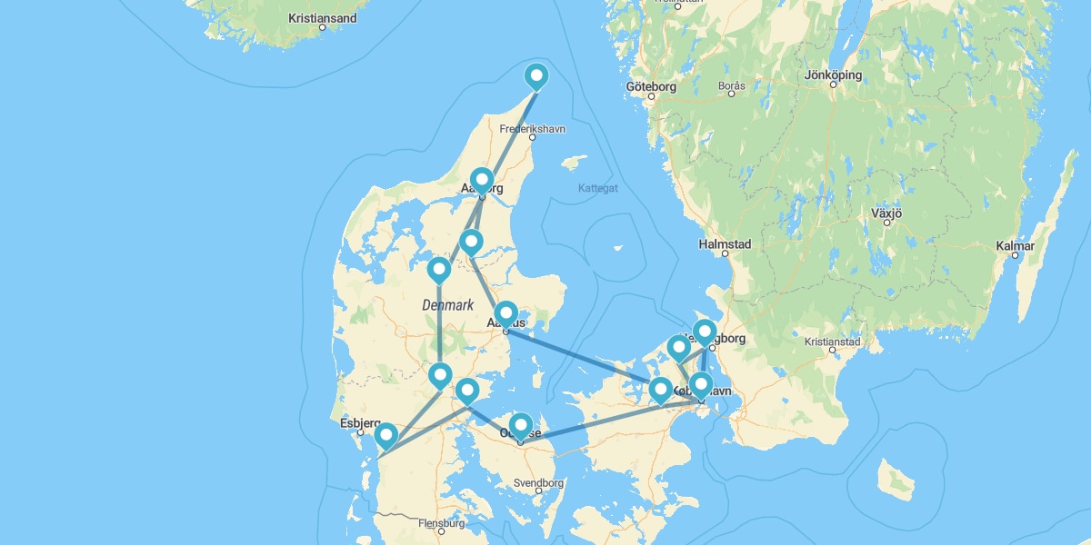 Route à travers la Péninsule du Jutland