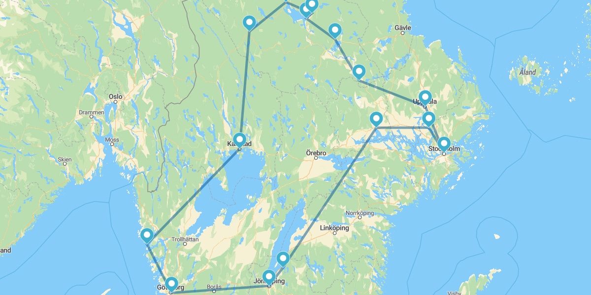 Route à travers la Scandinavie suédoise