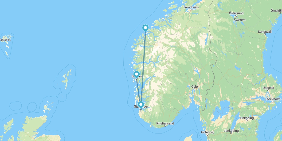 Bergen, Stavanger et Ålesund