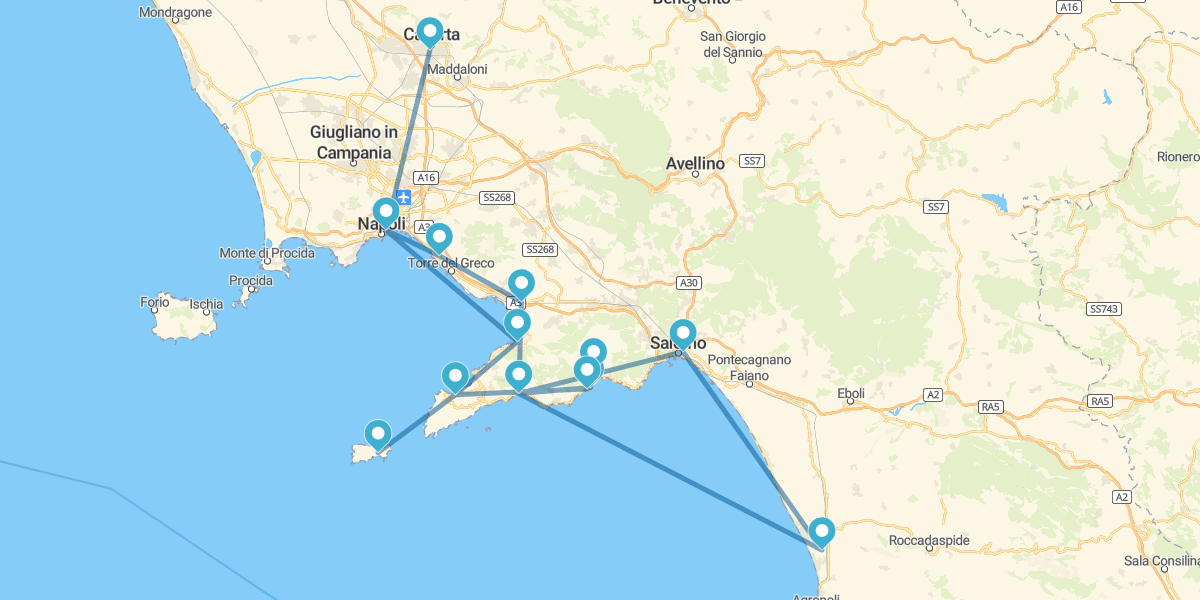 Route à travers le Golfe de Naples