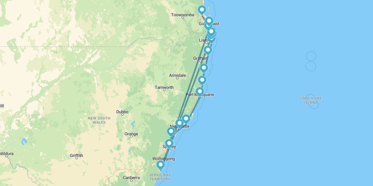 Route Aussie, de Sydney à Brisbane