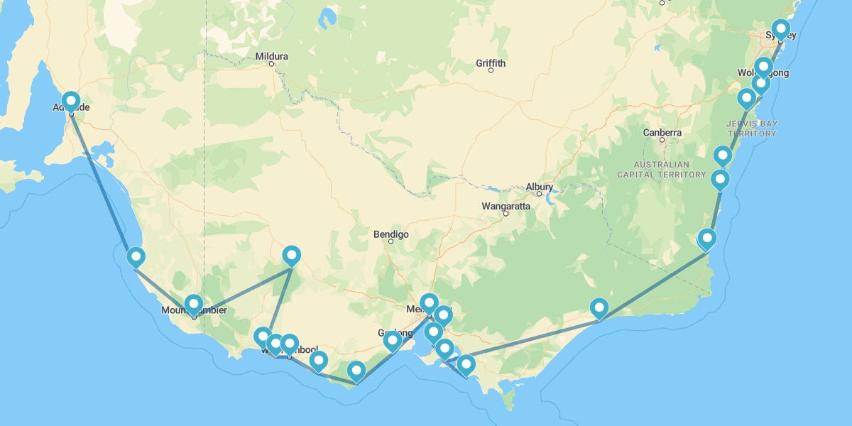 Route Aussie, d'Adélaïde à Sydney