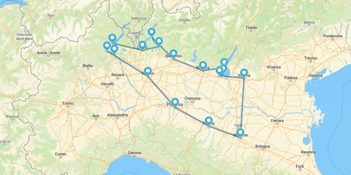 Route par les Lacs idylliques du Nord, de Milan à Vérone