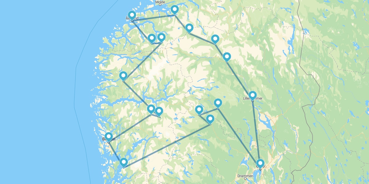 Route à travers les Fjords Norvégiens