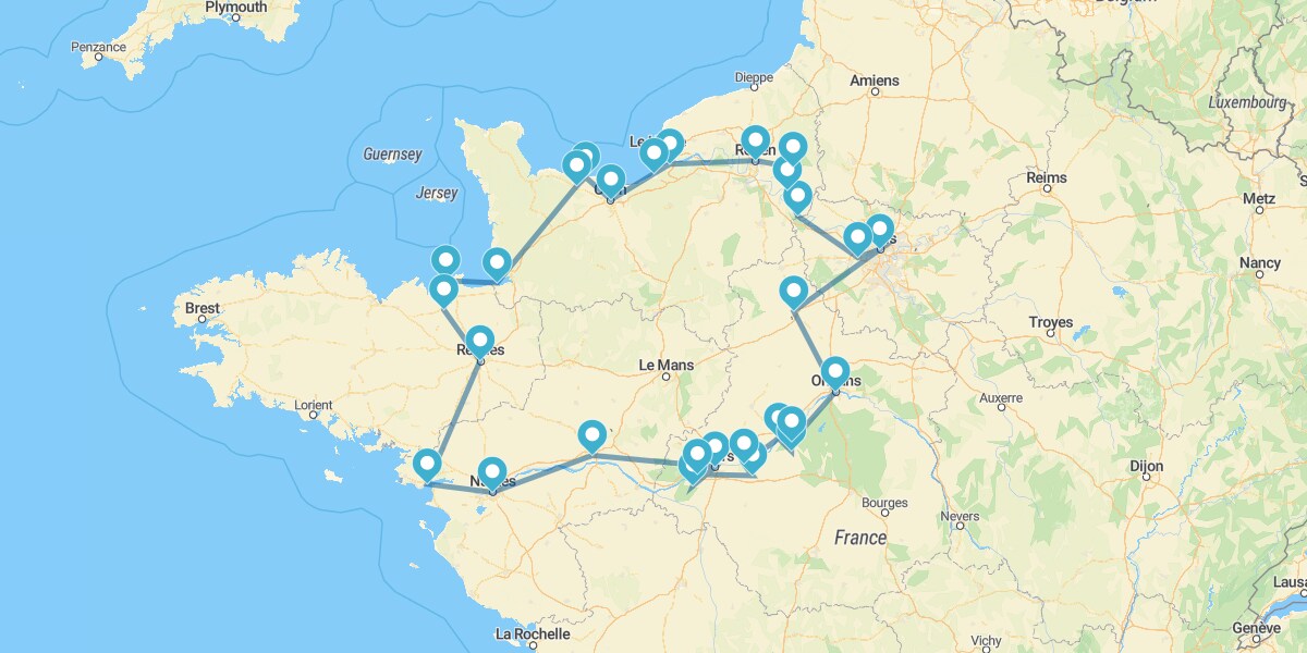 Route en Normandie, Bretagne et dans la vallée de la Loire