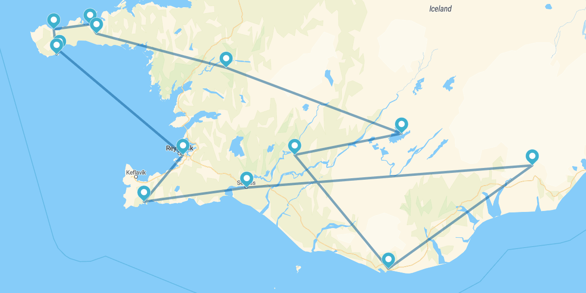 Route par le Sud-ouest de l'île de glace