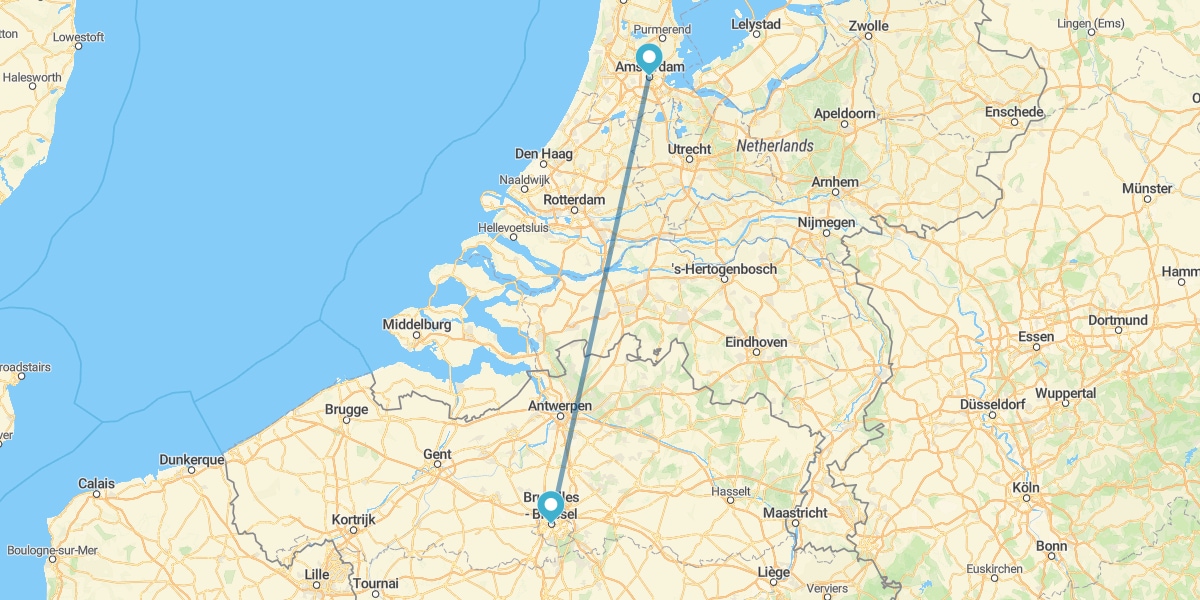 Bruxelles et Amsterdam en avion