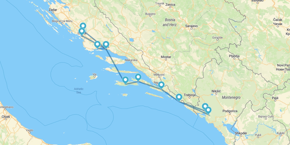 Route de Dubrovnik à Split