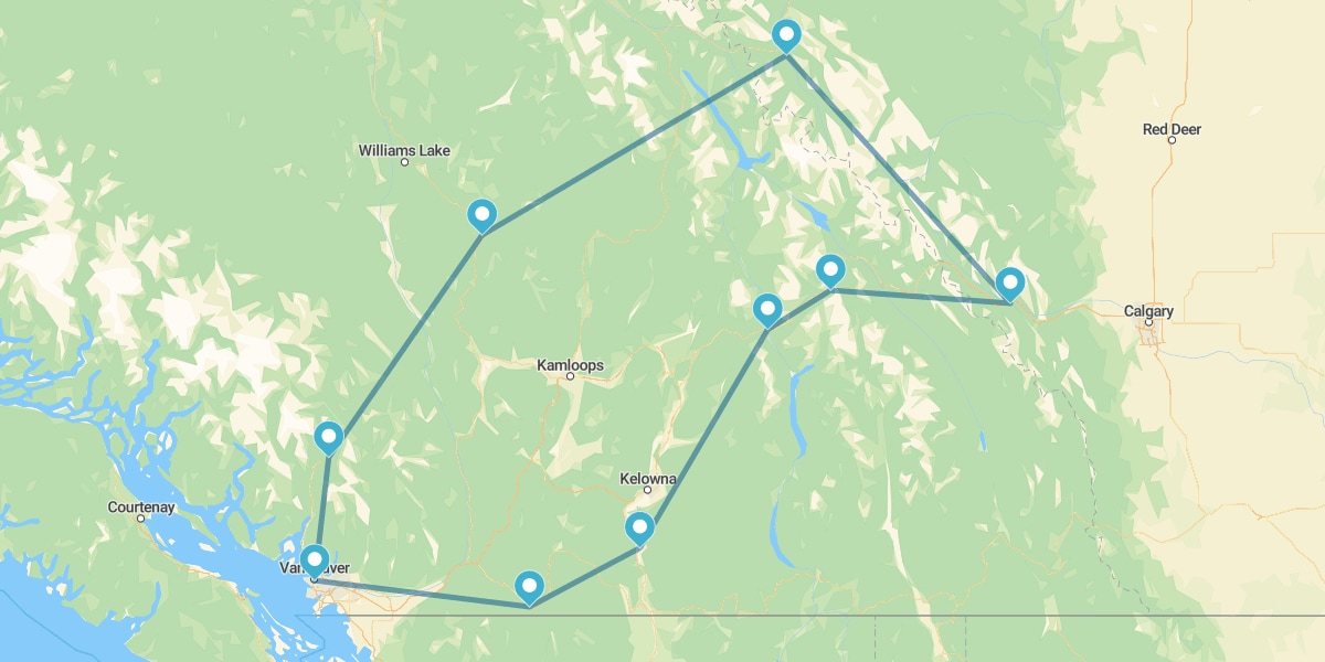 Route dans les Grands Parcs de l’Ouest Canadien