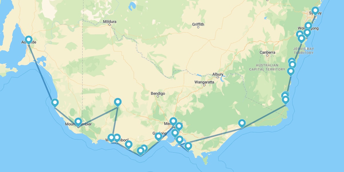 Route Aussie, de Sydney à Adélaïde