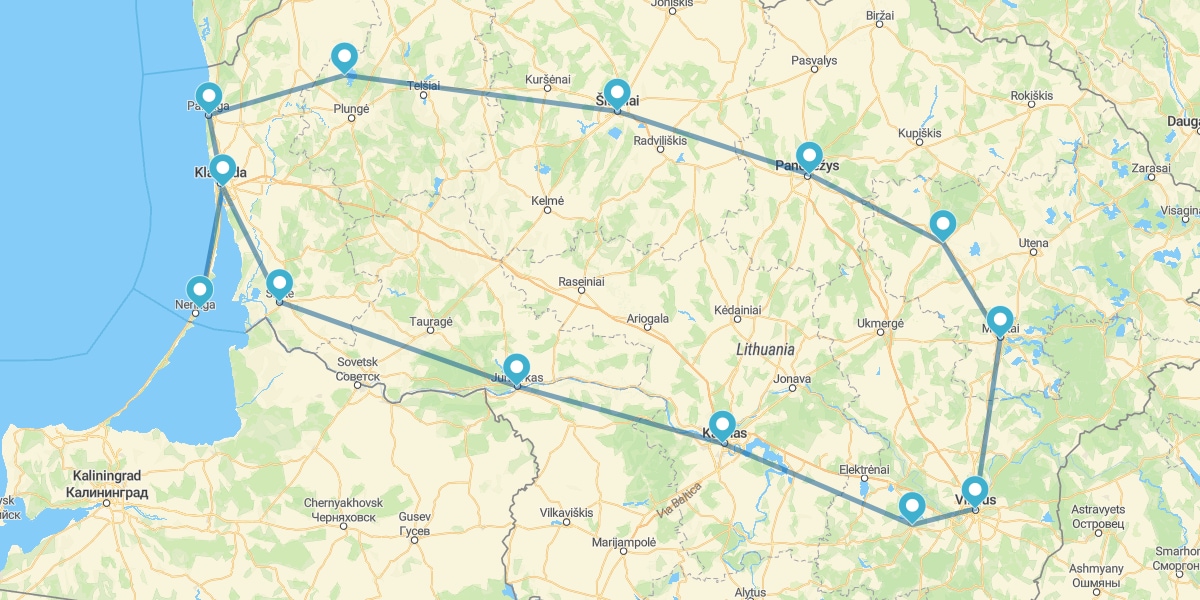 Route par le Sables de la Baltique et douce campagne