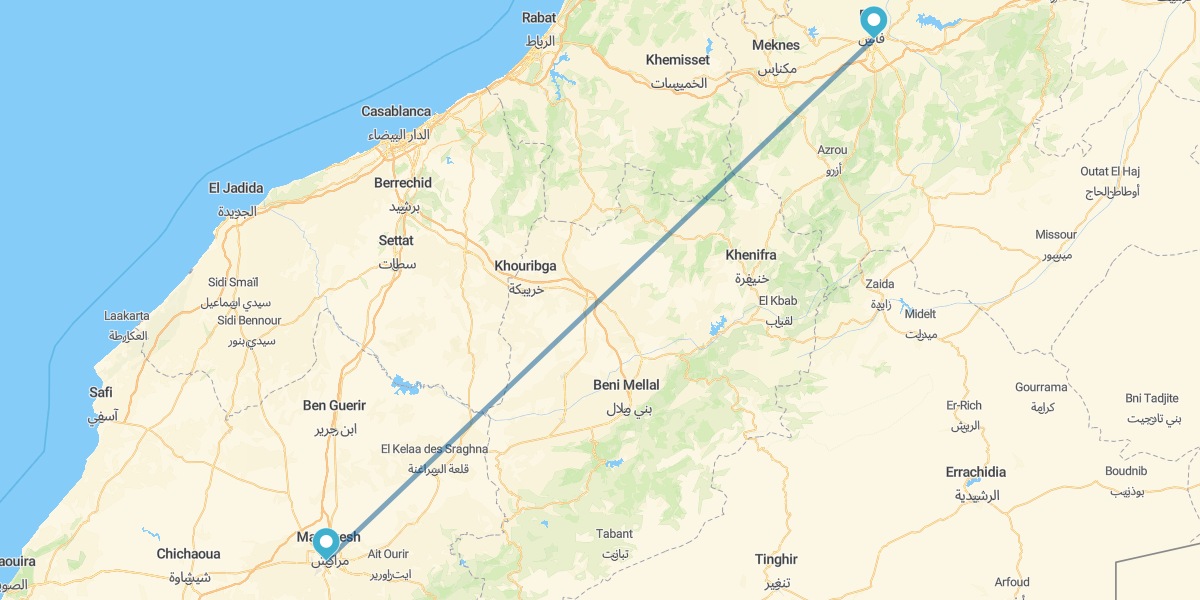 Marrakech Fès en avion