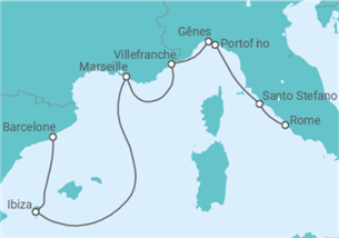 Itinéraire -  Espagne, France, Italie - Explora Journeys