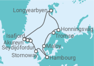 Itinéraire -  Islande, Spitzberg et Cap Nord - Costa Croisières