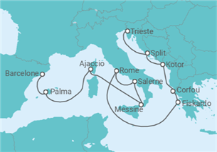 Itinéraire -  De Barcelone à Trieste (Italie) - Cunard