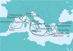 Itinéraire -  De Barcelone à Rome (Civitavecchia) - Cunard