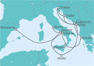 Itinéraire -  De Barcelone à Rome (Civitavecchia) - Cunard