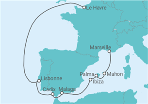 Itinéraire -  Splendeurs Ibériques - CFC Compagnie Française de Croisières